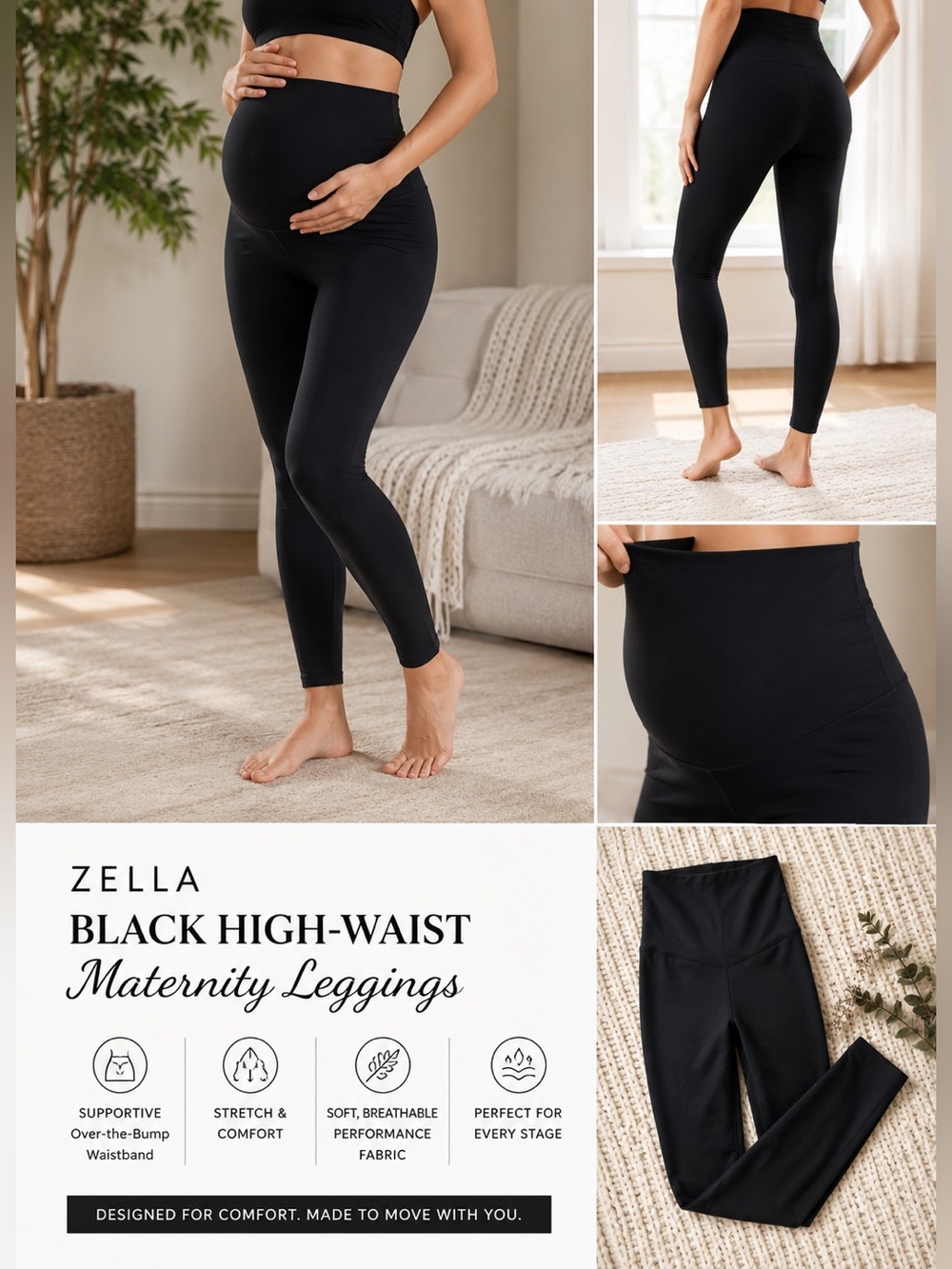 Zella Black High-Waist Active maternity Leggings